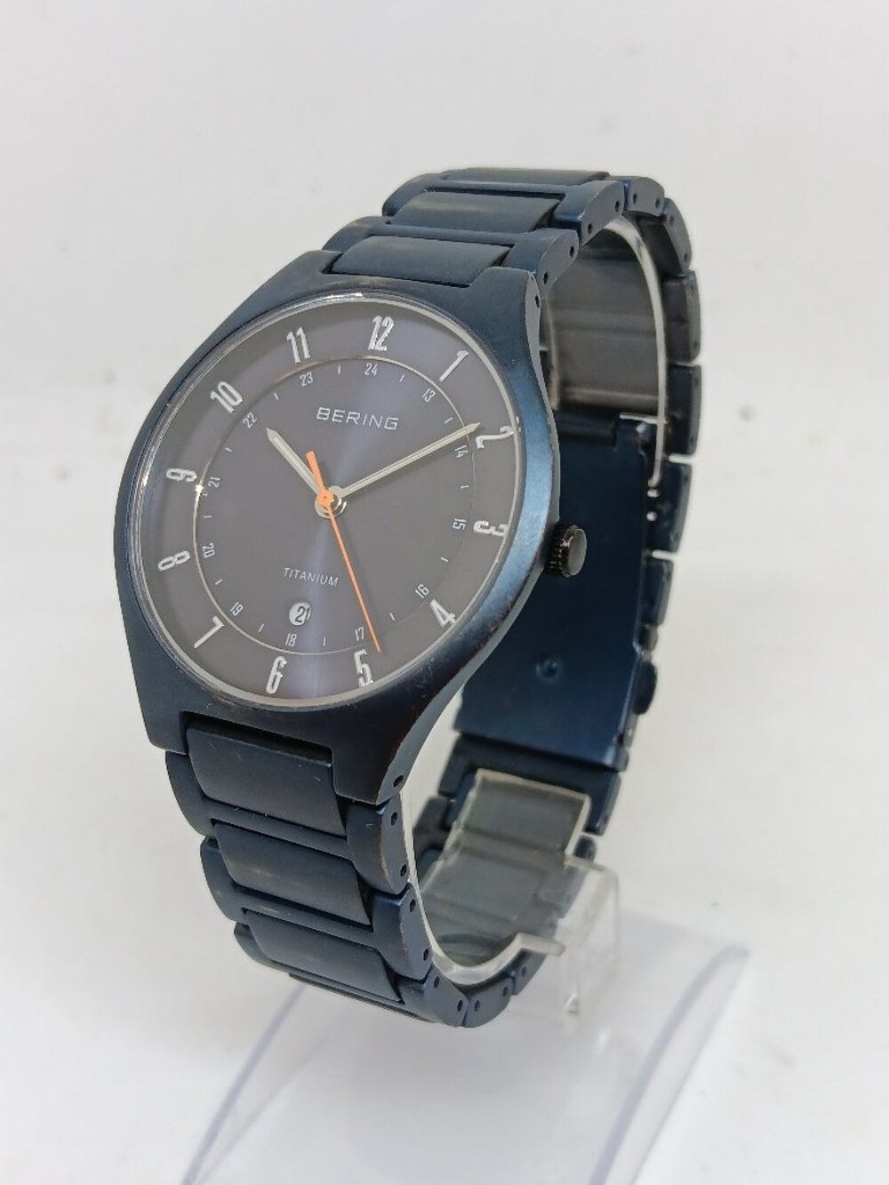 Bering 11739-797 Men's 39mm Blue Titanium Japanese Quartz Date Low Profile Watch